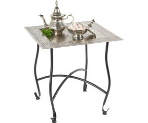 Marrakesch Table d'appoint de Jardin Pliante en métal Sule, carrée, argentée 42 x 42 cm