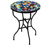 Marrakesch Table en mosaïque marocaine ronde Ø 80 cm pliable - faite à la main au Maroc | Table de salle à manger jardin balcon terrasse | Mosaïque table de jardin Marrakesch multicolore oriental tabl