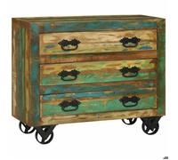 Marron Buffet de rangement - SOLOMOON - Commode salon - Marron 80x30x65 cm - Bois massif de récupération FR4644
