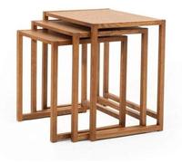 Marron Ensemble de tables en bois 3-pièces carrées salon Tables basses 3pcs Set