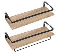 Marron Étagère Murale Double Couche en Bois et Fer pour Salle de Bain | Rangement Multifonction, Design Moderne et Élégant, Usage la Cuisine ou Bain, Espace Généreux pour Condiments