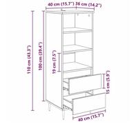 Marron Haut Armoire Contemporain - Highboard/Commode haute/Vaisselier - Bois Ancien 40x36x110cm - Bois d'ingénierie LH99139814