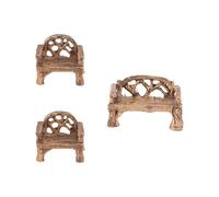 Marron Mini Chaise de Jardin 3 Pièces en Résine | Décoration de Micro-paysage, Figurine Artisanale, Supporte la Météo et Limite la Décoloration