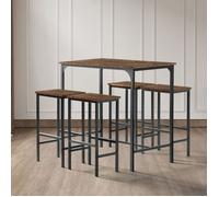 Marron Vintage Noir Table à manger et chaises avec 4 chaises, comptoir de cuisine, Ensemble table de bar avec tabourets de bar