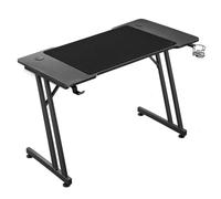 Mars Gaming MGD-A120 Bureau Gaming 120x60cm Fibre de Carbone | Tapis de Souris XXL, Structure en Acier, Double Pied en Z, Support pour Casque et Porte-Gobelet, Gestion des Câbles, Noir