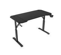Mars Gaming MGD-ERGO120 Noir : Bureau Gaming 120x60cm Réglable 3 Hauteurs, Plateau Fibre Carbone, Structure Acier, Tapis XXL 80x55cm, Porte-Casque, Passe-Câbles, Charge Max 100kg
