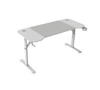 Mars Gaming MGD-ERGO140, Bureau Hauteur Réglable 3 Positions, Surface Ergonomique, Structure Métallique, Tapis XXL, Support Casque et Boisson, Gestion des Câbles, Bureau Gaming 140x60cm, Blanc