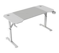 Mars Gaming MGD-ERGO140, Bureau Hauteur Réglable 3 Positions, Surface Ergonomique, Structure Métallique, Tapis XXL, Support Casque et Boisson, Gestion des Câbles, Bureau Gaming 140x60cm, Blanc