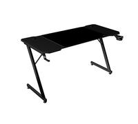Mars Gaming MGD-X140, Bureau Gaming Ergonomique, Surface en Fibre de Carbone, Structure Métallique, Tapis de Souris XXL, Supports Casque et Boissons, Gestion des Câbles, Bureau Gaming 140x60cm, Noir