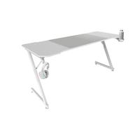 Mars Gaming MGD-X160, Bureau Gaming Ergonomique, Surface en Fibre de Carbone, Structure Métallique, Tapis de Souris XXL, Supports Casque et Boissons, Gestion des Câbles, Bureau Gaming 160x60cm, Blanc