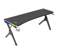 Mars Gaming MGDXLRGB, Table de Jeu Ergonomique RGB, Support Casque et Boissons, 160x60cm, Noir