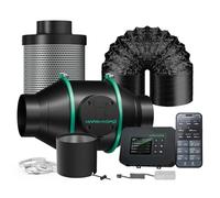 MARS Hydro Kit de Filtrage d'Air Intelligent 10cm, Ventilateur Inline avec Contrôleur Temp/Humidité iControl, Commande à Distance App, Filtre à Charbon, Système de Ventilation Tente de Culture