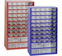 MARS magasin pour petites pièces avec 48 tiroirs : 45x petits, 2x moyens, 1x grands Boîtier métallique | HxLxP 55,1x30,6x15,5cm | Bleu