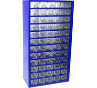 MARS Magasin pour petites pièces avec 60 petits tiroirs Boîtier métallique | HxLxP 55,1x30,6x15,5cm | Bleu