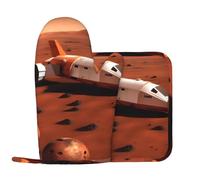 Mars Planet Ensemble de maniques en silicone pour four à micro-ondes Motif imprimé Mars Planet