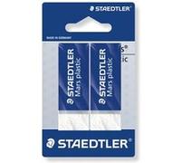 Staedtler Mars Plastic, Gommes plastiques blanches de très haute qualité, Sans phtalates ni latex, Étui blister avec 2 gommes de taille standard, 526 50 BK2D