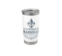 Marseille France Ornée Fleur de Lis Marine Gobelet isotherme en acier inoxydable double paroi