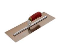 Marshalltown MPB165GD, Truelle de lissage Marshalltown PermaShape "Broken-in", manche Durasoft, acier doré, dimensions : 406x127 mm