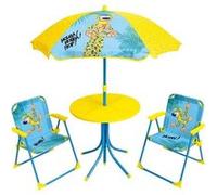 FUN HOUSE 713365 MARSUPILAMI Salon DE Jardin pour Enfant avec Une Table H.46 X Ø46 CM, Deux CHAISES H.53 X L.38,5 X P.37,5 CM ET Un Parasol H.125 X Ø 100 CM