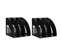 Marte Vanci Lot de 2 organiseurs de fichiers de bureau, porte-revues robustes à 3 compartiments, séparateurs verticaux, armoire à documents, étagère de rangement pour magazines, noir