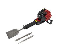 Marteau à air comprimé - Marteau à essence - Moteur 2 temps - 52 cc et 1900 W - Énergie de frappe 55J - Avec 3 burins - Pelle plate - Pour jardin et forêt