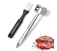 Marteau à Viande avec Pinceau à Huile - Attendrisseur de Viande en Aluminium Double Face - Maillet Cuisine Robuste pour Steak, Poulet, Porc, Barbecue & Marinade - Accessoire Cuisine Professionnel