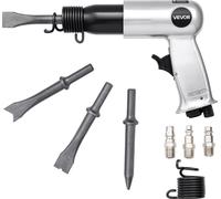 VEVOR Marteau Pneumatique, 3500 bpm, Burineur Pneumatique Compact, Longueur de Course 7 cm, avec 4 Burins 12 cm, pour Couper le Métal, Démolir les Murs en Béton, Ciseler les Sols, Dévisser les Boulons