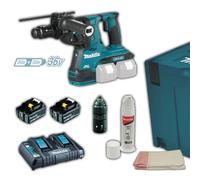 Marteau combiné batterie Makita DHR281 + 2 batteries 5,0 Ah + DC18RD SDS-PLUS...