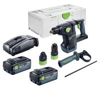 Marteau combiné sans fil Festool KHC 18 EB-Basic 18 V 2,6 J SDS-Plus Brushless + 2 batteries 8,0 Ah + chargeur rapide + Systainer