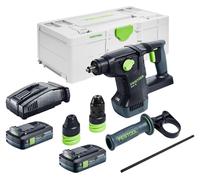 Marteau combiné sans fil Festool KHC 18 EB-Basic 18 V, 2,6 J, SDS-Plus, sans balais + 2 batteries 4,0 Ah + chargeur rapide + Systainer