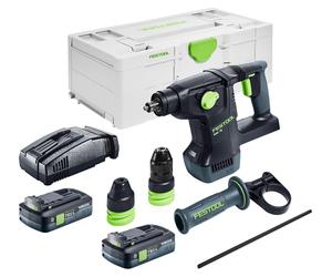 Marteau combiné sans fil Festool KHC 18 EB-Basic 18 V, 2,6 J, SDS-Plus, sans balais + 2 batteries 4,0 Ah + chargeur rapide + Systainer
