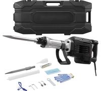 Marteau de démolition - Marteau piqueur électrique - 3000 W - 1700 coups/min - Burin pointu inclus - Mallette, gants, lunettes de protection - Pour béton briques carrelage - Noir