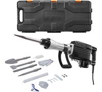 Marteau de démolition - Marteau piqueur électrique - Puissance 2800 W - Vitesse de frappe 1200/min - Avec 3 burins + pelle à argile - Pour béton, briques, carrelages, fondations - Noir