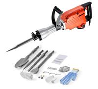 Marteau de démolition SucceBuy 2200 W, marteau perforateur/marteau à béton 66 J, 1350 coups/min, marteau burineur avec 4 burins, gants, mallette de transport, poignée pivotante à 360° pour les travaux