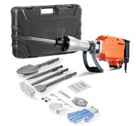 Marteau de démolition VEVOR 2200 W, marteau perforateur/marteau à béton 66 J, 1 350 coups/min, marteau burineur avec 4 burins, gants, mallette de transport, poignée avant pivotante à 360° pour la démo