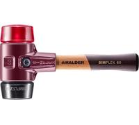 Marteau de protection SIMPLEX, composition de caoutchouc / plastique ; avec corps en fonte malléable et manche en bois extra court de haute qualité | D=60 mm / version du manche=extra court | 3026.062
