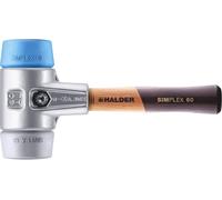 Marteau de protection SIMPLEX, TPE-soft / TPE-mid ; avec boîtier en aluminium et manche en bois extra court de haute qualité | D=60 mm / version du manche=extra court | 3113.062
