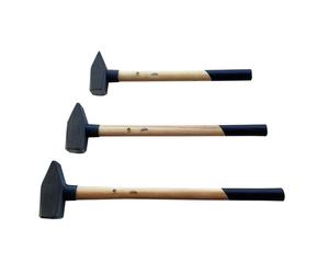 Marteau de serrurier, marteau, marteau de forgeron, manche en frêne, lot de 3 pièces (3/4/5 kg, 1 de chaque)