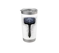 Marteau légendaire de Thor Mjolnir Mythologie Norse Guerrier Gobelet isotherme en acier inoxydable double paroi