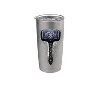Marteau légendaire de Thor Mjolnir Mythologie Norse Guerrier Gobelet isotherme en acier inoxydable double paroi