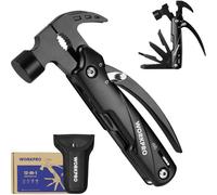 Marteau Multifonction 12 en 1 avec Sac WORKPRO, Outil Multifonction avec Structure Autoverrouillee, Pince Multifonction en Acier Inoxydable, Multitool Couteau pour Exterieur, Camping, Reparation