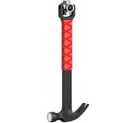 Marteau multifonction avec embout clou - Marteau à douille - Pour installation de climatisation et travaux de menuiserie - Tête réglable avec 5 positions - Non spécifié - Rouge