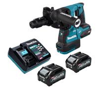 Marteau-perceuse sans fil Makita HR 002 GM201, 40 V max, 2,9 J, SDS plus, moteur sans balais, avec 2 batteries 4,0 Ah et chargeur