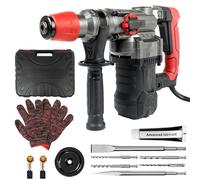 Marteau perforateur avec contrôle des vibrations et embrayage de sécurité, 1 500 W, très résistant, marteau de démolition SDS-Plus de 3,8 cm pour béton avec 4 forets, burin plat et pointu