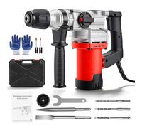 Marteau Perforateur, Burineur SDS-Plus 2200W, marteau de démolition 7J, 32 mm, 1100 tr/min, Coffret Accessoires avec Forets SDS 8/10/12mm & Burins, Pour Béton Maçonnerie Démolition Rénovation