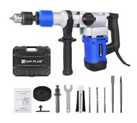 Marteau perforateur électrique 1800 W, 4 fonctions de perçage/burin/rotation/marteau, 6 vitesses et poignée rotative à 360°, marteau burineur SDS-Plus avec kit d'accessoires, mallette et système de