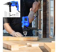 Marteau perforateur électrique avec jeu de forets 850W, perceuse multifonctionnelle filaire à vitesse variable en continu pour le bois, le béton et l'acier Bleu