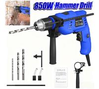 Marteau perforateur électrique filaire 850W avec jeu de forets, kit d'outils pour le bois, le béton, l'acier, vitesse variable 3000 tr/min Bleu