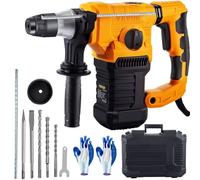 Marteau perforateur électrique, marteau combiné de 1 500 W, marteau burineur de 32 mm, marteau perforateur à percussion, marteau burineur à percussion de 850 tr/min max., kit marteau de démolition à b