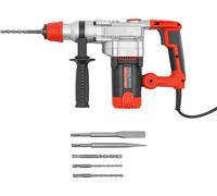 Marteau perforateur électrique - Marteau de démolition pour béton - 2200 W - 0-930 tr/min - 3300 coups/min - 220 V 50 Hz - Jeu de burins et forets - Mallette - Noir